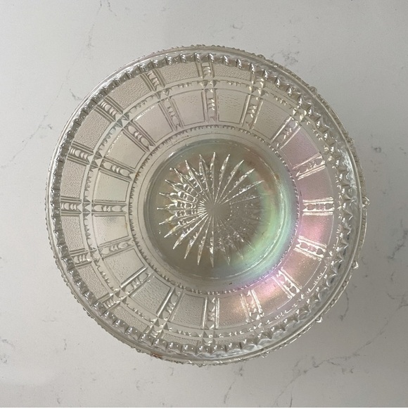 Vintage Lenox Imperial Glass Beaded Block Frosted Iridescent Bowl Dish - Picture 2 of 7